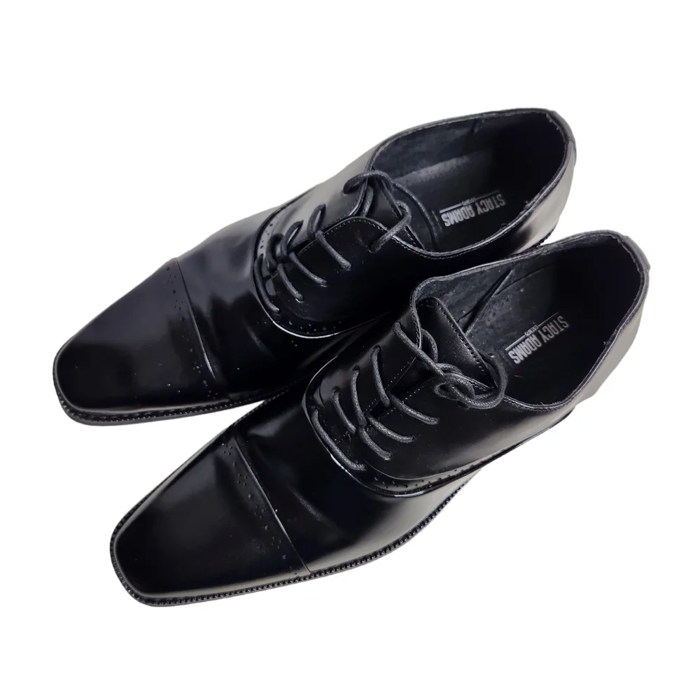 Stacy Adams Mens Bancroft Oxford Black Dress Shoes Size 9.5